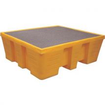 EMP - Bac de rétention plastique 1000L Jaune - Caillebotis Galvanisé - 2000kg Charge Max - 5 ans Garantie