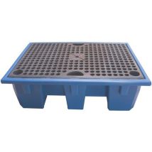EMP - Bac de rétention DIBT 2 fûts - 240L Bleu - Polyéthylène haute densité - Résistant acides bases