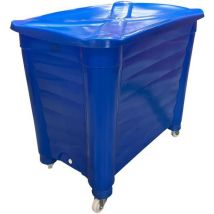 EMP - Bac de stockage EASYBAC - 585L Bleu - Avec couvercle et roulettes - Robuste et pratique