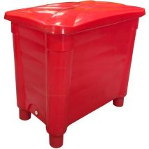 EMP - Bac de stockage 325L avec couvercle et pieds - Rouge - Robuste et pratique