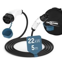 Ansmann - Câble de charge Type 2 Véhicule Électrique - 22KW - 5m Noir - Charge Rapide et Fiable