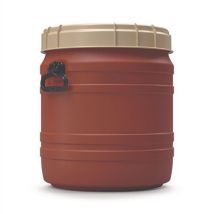 Curtec - Baril 55L Rouge Foncé Ouverture Totale avec Poignées - Norme UN - Usage Alimentaire - Recyclable