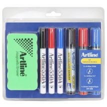 Artline - Kit pour tableau blanc effaçable à sec - Pointe conique 1.2-2 mm - Assorti - Emballage recyclable