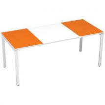 Bureau Easy Office 160x80cm Pied Blanc Plateau Blanc/orange