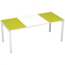 Bureau Easy Office 180x80cm Pied Blanc Plateau Blanc/vert