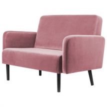 Canape 2 Places Lisoa Pied Noir Velours Polyester Rose