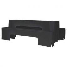 Zown - Housse Droite Table et Bancs Munich 50 - Noir Polyester 225g/m² - 50cm Largeur