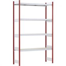 Rayonnage À Tablettes En Bois Et Montant Rouge