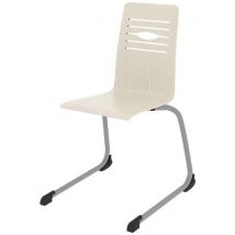 Chaise Coque Yoga Piètement Luge Acier - Blanc Pastel/gris Argent