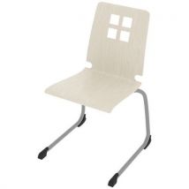 Chaise Coque Damier Piètement Luge Acier - Blanc Pastel/gris Argent