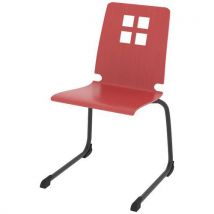 Chaise Coque Damier Piètement Luge Acier - Rouge Chinois/carbone