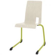 Chaise Coque Soda Piètement Luge Alu - Blanc Pastel/vert Granny