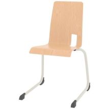 Rodet - Chaise Coque Soda Piètement Luge Alu Hêtre Naturel Blanc - Empilable Éco-responsable - Usage Collectivité