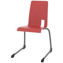 Chaise Coque Soda Piètement Luge Alu - Rouge Chinois/gris Argent