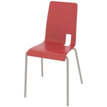 Rodet - Chaise Coque Soda 4 Pieds Ixia Acier - Rouge Chinois/Gris Argile - Empilable - Usage Collectivité - Éco-responsable