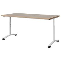 Manutan Expert - Table de réunion Malibu 160x80 cm - Hauteur réglable T3/T6 - Plateau Acacia/Blanc - Éco-responsable