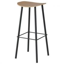 Tabouret Malibu Assise Hêtre Piètement Acier Gris 7016