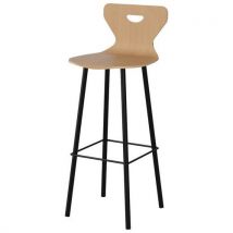 Tabouret Malibu Coque Hêtre Piètement Acier Noir 9005