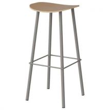 Tabouret Malibu Assise Hêtre Piètement Alu Gris 9006