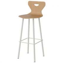 Tabouret Malibu Coque Hêtre Piètement Alu Blanc 9016