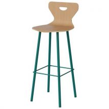 Tabouret Malibu Coque Hêtre Piètement Alu Bleu 5018