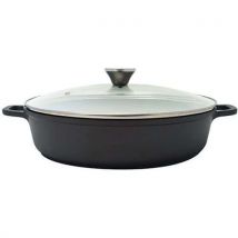 Cocotte Mijoteuse Basse 36cm 6l5 + Couvercle En Verre
