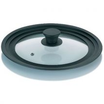 Kela - Couvercle en verre adaptable 22/24/26cm - Noir - Ø 260mm - Pratique et résistant