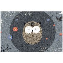 Tapis Dallas Chouette Gris 40x60cm Int/Ext Abrité - Polyamide Antidérapant Antistatique