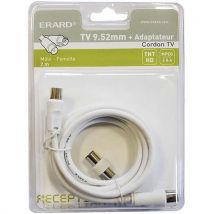 Cordon 2m Tv 9.52mm Mâle/ Femelle + Adpat.mâle/mâle
