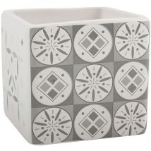 MSV - Gobelet Evora Céramique Gris Carré - Hauteur 8 cm - Design Moderne