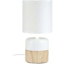 Lampe De Chevet Ceramique Wood Blanc/naturel