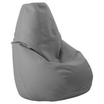 Pouf Bin Souple Tissu Simili Cuir Gris
