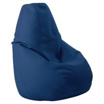 Pouf Bin Souple Tissu Simili Cuir Bleu