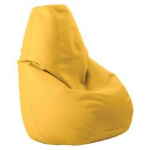 Pouf Bin Souple Tissu Simili Cuir Jaune