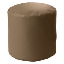 Pouf Cilindro Souple Ø50 Cm Tissu Simili Cuir Taupe