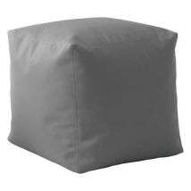 Pouf Cubico Souple 50 X 50 Cm Tissu Simili Cuir Gris