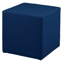 Pouf Cubo Rigide 45 X 45 Cm Tissu Simili Cuir Bleu