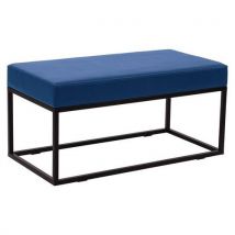 Banc Nova 90 Cm Assise Simili Cuir Bleu - Struc Métal Noir