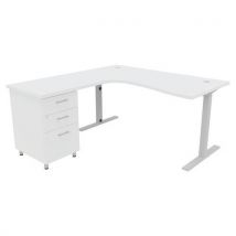 Pack Bureau+caiss Idea Asym. Ret. À Gauche 160 Cm Blanc/alu