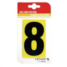 Numero Noir 8 H=45mm Fond Jaune