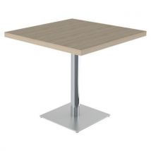 Table Menorca 80x80 T6 - Ép. 40 Mm Strat Abs Chêne B./chromé