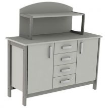 Mobidecor - Buffet Swing 2 Portes 4 Tiroirs - Gris Perle/Gris - 146.6cm Largeur - Éco-responsable