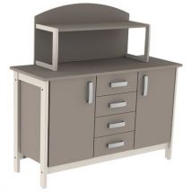 Mobidecor - Buffet Swing 2 Portes 4 Tiroirs Praline/Blanc Pastel - 146.6cm Largeur - Éco-responsable PEFC