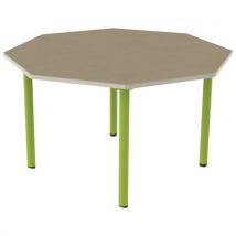 Table Carélie Mob. Oct Ø120 T5 Str Poly. Hm. Beige/vert Aci