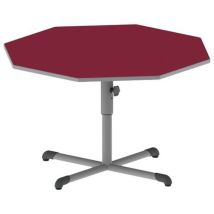 Mobidecor - Table Bandana Octogonale Ø120cm - Plateau Stratifié Cerise Gris - Hauteur Réglable - Usage Collectivité - Éco-responsable