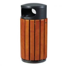 Corbeille D'extérieur Ronde 40l Bois Et Métal