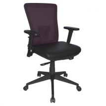 Chaise de bureau Rima - Mécanisme Synchrone - Dossier Moyen Résille Violet - Assise Similicuir Noir - Ergonomique Télétravail 8h