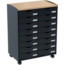Desserte Mobile À Tiroirs 16 Tiroirs Noir