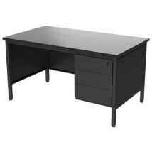 Bureau 1/2 Min L160 Noir Avec Caisson 3t Confort 2
