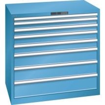 Lista - Armoire basse d'atelier 8 tiroirs - Charge 200kg - Fermeture à code - Bleu